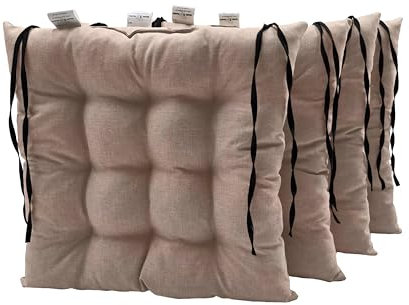 Wasserabweisend Stuhlkissen 4 Stk. 40x40 cm - Sitzkissen Outdoor mit Bindebändern - Sitzkissen Widerstandsfähig gegen Feuchtigkeit – Ideal für Innen- und Außenbereiche - Leicht zu Reinigen