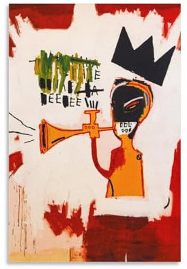 NENGKUAI Straßen-Graffiti-Kunstposter Jean-Michel Basquiat Trompete Malerei; Wandkunst-Poster, Leinwanddruck, dekoratives Gemälde, ungerahmt, 20 x 30 cm