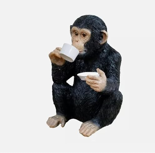 Venture Vehicles Ltd Chimpanzee Monkey Drinking Tea | Decorative Resin Ornament