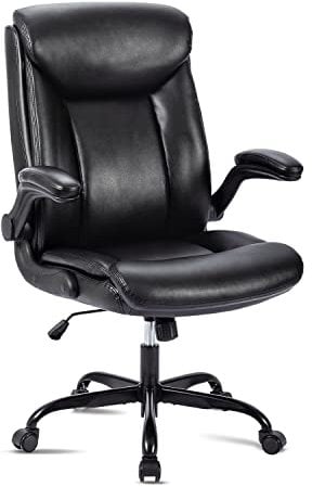 MZLEE Ergonomic Executive Office Chair Swivel Work Chair Computer Desk Chair with Flip-up Armrest, Adjustable Height (Black)