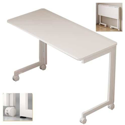 Generisch Überbetttisch weiß, klappbarer Nachttisch ohne Installation, Laptoptisch für Bett und Sofa mit 2 Arten von Beinen, höhenverstellbar, für Krankenhäuser zu Hause (100 x 45 x 60 cm)