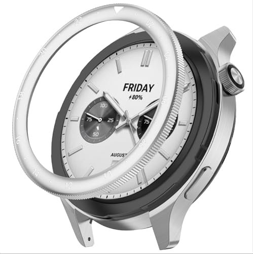 GIOPUEY Acero Inoxidable Anillo para Xiaomi Watch S4/Watch S3, Bezel Styling Ring Adhesive Cover Protector Anti arañazos y colisiones - A-Silver