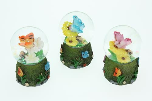 Cornelißen Glitzerkugel Schmetterling 3fach Tier Schnee Miniatur Schüttel Glas Kugel
