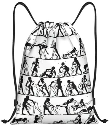 zkyfll Wrestlers Sport Stampa Coulisse Zaino Borsa Sport Palestra Sackpack Leggero Spiaggia Yoga Bag String Bag, nero, Medium