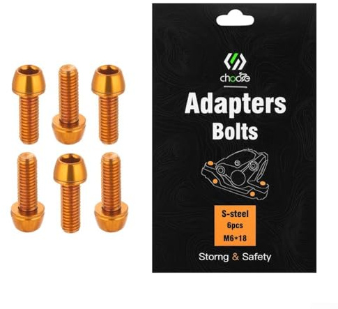 ZiStarlilife Befestigungsschrauben für Scheibenbremse, M6 x 18 mm, MTB-Bremssattelschrauben, CNC-Mountainbike, Scheibenbremsklemmschrauben, für Mountainbike/MTB, Orange, 6 Stück