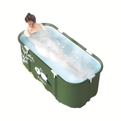 Portable Foldable Bath tub, Soaking Baths tub for Hot Shower and Ice Bath, Thicken Multiple Layer Standing Soaking Bathtub for Couples, Soaking Standing Bathtub for Adults, 115x50cm