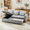 Merax Sofa Ecksofa mit Schlaffunktion, Praktisches Schlafsofa mit Bettkasten, Schlafcouch L-Form mit Stauraum und Seitentaschen, Moderne Couch 3-Sitzer für Wohnzimmer und Schlafzimmer, Grau