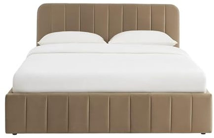 BAÏTA Lit Coffre SIMI Velours Marron 160 * 200 sommier Inclus