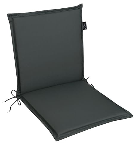 LILENO HOME Gartenstuhl Auflagen [1er Set - Niedriglehner] in Anthrazit - Bequeme Liegen als Sitzauflagen für Gartenmöbel - Stuhlkissen für Gartenstühle und Klappstühle MIA