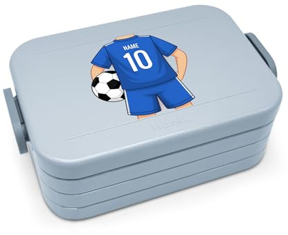 printplanet® Personalisierbare Brotdose „Layout Trikot Blau“ – Lunchbox/Bento Box von Mepal – mit eigenem Namen oder Wunschtext – Farbe Nordic Blue – BPA-frei – Geschenkidee