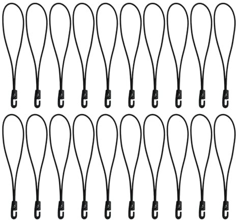 wilcractk Tendeurs Élastique avec Crochets – Sandow pour Bâche Petit et Mini Format, 4 mm d'Épaisseur, 10 cm de Long, Lot de 20, Noir, Idéal pour Bagages et Camping
