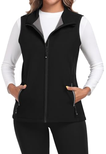 MoFiz Softshellweste Damen Weste Outdoor Fleece Laufweste Ärmellose Jacke | Wasserdichte Trekking Wander Sports Leichte Weste Fahrrad Damen,Thermo jacke