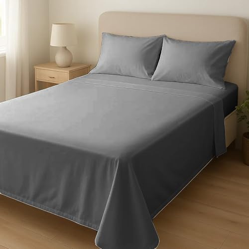 Home Sweet Home UK Microfibre Flat Sheets Single Size Breathable, Anti Wrinkle & Fade Resistant Bed Sheets 90x190cm Single Flat Sheet Washable Flat Bed Sheet For Single