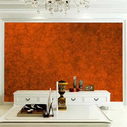 LUPAXA 3D Photo Wallpaper Vintage Burnt Orange 300x240cm，Retro 70'S Orange Wall Mural Silk Wall Decor Art for Living Room Bedroom