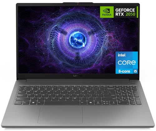Lenovo LOQ Essential - Laptop para juegos, pantalla FHD de 15.6 pulgadas, 144 Hz, Intel Core i5-12450HX de 8 núcleos, GeForce RTX 2050, DDR5 de 16 GB, SSD de 512 GB, Wi-Fi 6, RJ-45, USB-C, HDMI