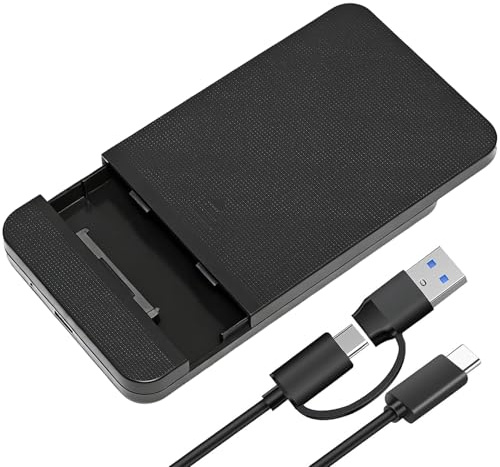 SUNNIFLY Festplattengehäuse 2,5 Zoll, externes USB 3.1-Gehäuse mit Übertragungsgeschwindigkeit von 5 Gbps, Kompatibel mit 2,5 Zoll SATA SSD/HDD Laufwerken mit Einer Höhe von 9,5/7 mm