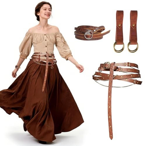 Sophisticate Mittelalter GüRtel,Mittelalter Gürtel Damen mit Kette,Renaissance Einstellbare Faux Kette Gürtel Ideal FüR Mittelalter Kleidung Und Accessoires, Cosplay Und Den TäGlichen Gebrauch
