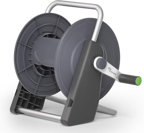 YESTAR GartenSchlauchtrommel, Schlauchwagen für bis zu 20-30m 1/2 zoll-Schlauch, Wandmontierter Wasserschlauchaufroller,Ideal für Gartenbewässerung & Autoreinigung (Grauer Kunststoff)