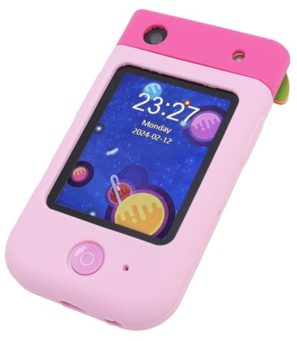 Walmeck Kids Smart Phone Toy Portable 180° Flip Camera 1080P Video Entertainment for Toddler Play (Pink)