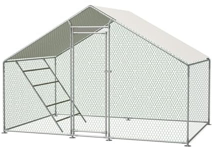 Großes Freilaufgehege Hühner 3x2m – Winterfester Hühnerstall mit Überdachung, Sicherheitsschloss & Einsteigeleiter, geeignet für Hühner, Kaninchen & Vögel