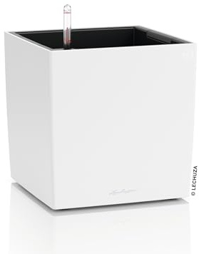 Lechuza Cube Color 30 weiß, Pflanzgefäß mit Bewässerungssystem | inkl. Wasserstandsanzeiger und Pflanzeinsatz, 29,5 x 29,5 x 30 cm, 19440