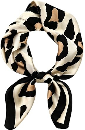 PLUSHCEWT Damen Seide Schal Halstuch,Seidentuch aus leichter Seide Halstuch, Leopard Print Seidentuch,Leichtes Seidenschal als Kopftuch,Haarband und Handgelenk Accessoires für Frauen