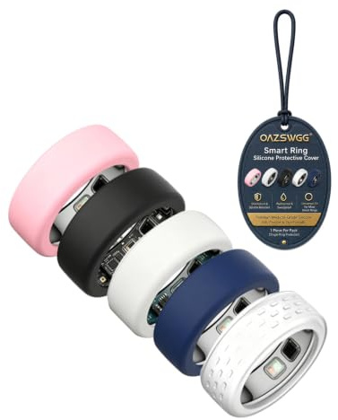 OAZSWGG Silikon-Schutzhülle für OURA Ring 5, Weiche Ringabdeckung, Größe M (10-13), 5er-Pack, Zubehör für Wearables, Rosa-Schwarz-Weiß-Blau-Transparent