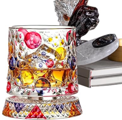 Bicchieri Da Whisky Con Rotazione | Boccale In Con Rotazione A 360 Gradi | Bicchiere Da Whisky Dipinto | Per Uomini E Donne Coppie Alcolici Vino Cocktail Bere Calcio Pallone Barile Ghiaccio Uomini