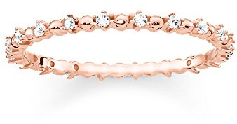 THOMAS SABO Ring Dots mit weißen Steinen 925er Sterlingsilber; 750er Roségold Vergoldung