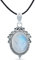 mantraroma Kettenanhänger 925 Silber Mondstein weißer Stein schimmer Edelstein Kettenanhänger Damen Sterling Silber Halskette Anhänger Geschenk (MAH-124-04)