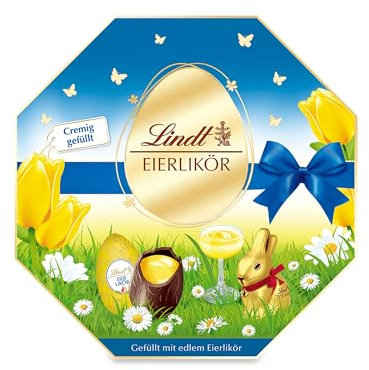 Lindt Schokolade Eierlikör Eier | Feinste Zartbitter Eier mit flüssiger Eierlikör Füllung | Oster Schokolade | Schokoladengeschenk | Ostereier | Schokoeier| 4 x 144 g