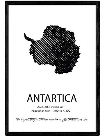 Nacnic Poster von Antarneta. Klingen von Ländern und Kontinenten der Welt. A3 Größe mit Rahmen