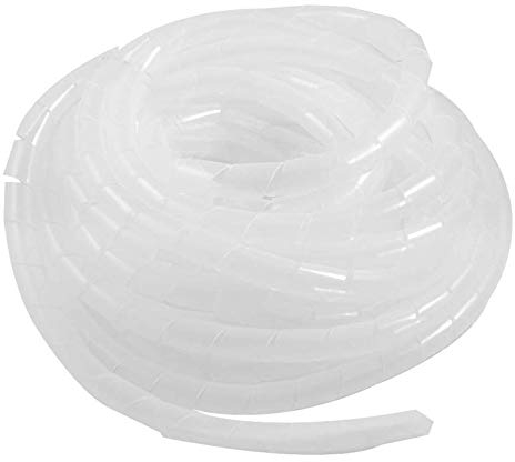 GTIWUNG Kabelschlauch Kabelspirale Spiralband Kabelschutz, Flexibler Spiralschlauch Kabelorganisation, Weiß Transparent, 12mm Durchmesser und 7,5m Länge