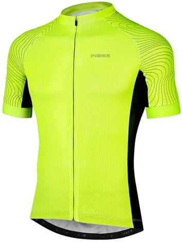 INBIKE Maillot Ciclismo Hombre Verano Camiseta Bicicleta Manga Corta 100% Poliéster con Tiras Reflexivas Silicona Antideslizante(Verde,XL)