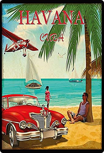 Blechschild 20x30cm gewölbt Urlaub Cuba Havana Kuba Deko Geschenk Schild