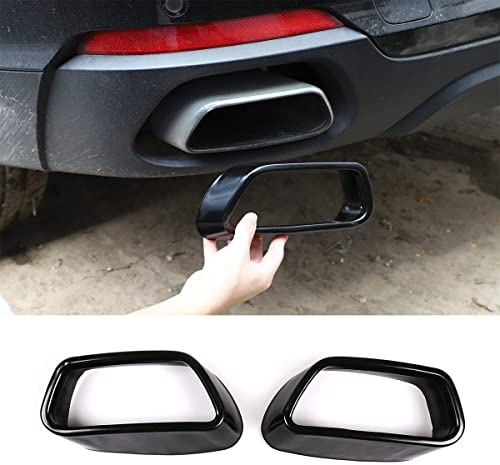 DIYUCAR Für X5 F15 2014-2018 X6 F16 2015-2019 Edelstahl Schalldämpfer Auspuffrohr Throat Tail Cover Trim (Schwarz (Regular Version))