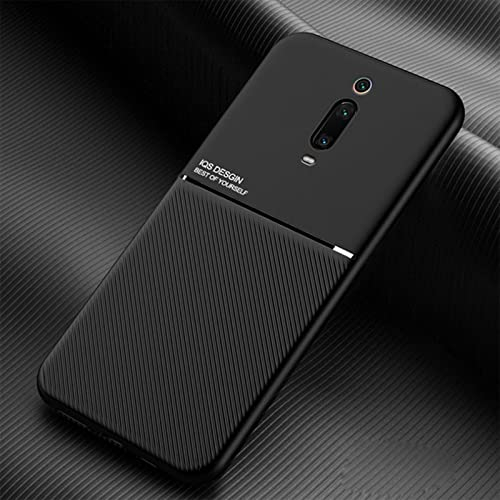 Hülle für Xiaomi Mi 9T Pro/9T - Textur Rutschfest und Stoßfest Schutzhülle, Hautfreundliches PU-Leder, Ultradünnes TPU Handyhülle - Schwarz