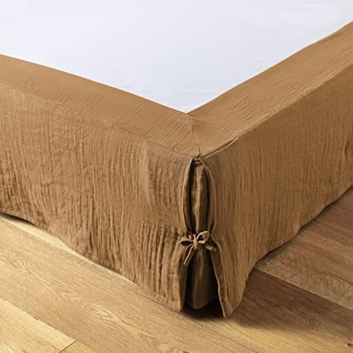 1001KDO POUR LA MAISON Cache sommier Gaze de Coton Gaia 160x200cm Camel