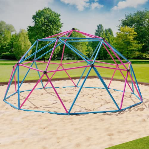 VESKA Klettergerüst DomeClimber Kinder Metall Kletterkuppel Geodome (10FT - 305cm, blau/pink)