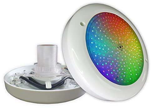 SWIMHOME Foco para Piscinas de Fibra, Acero, Lamina Armada RGB 30W 12V AC con Kit de instalación Sencillo, ABS, IP68