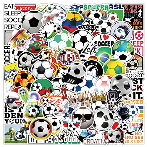 Football Aufkleber für Laptop(100 PCS),Geschenk für Kinder Teens Erwachsene Jungen,Wasserdichte Fußbälle Fußball Aufkleber für Wasserflaschen,Vinyl Stickers für Scrapbook,Skateboard,Auto