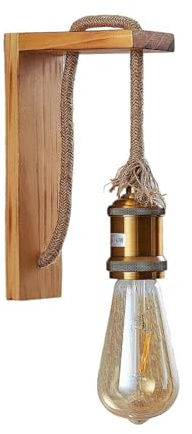 Lindby Wandleuchte, Wandlampe Innen Helou (Retro Vintage Antik) aus Holz (1 flammig E27) - Wandstrahler Wandbeleuchtung Schlafzimmer/Wohnzimmer Wohnzimmerleuchte