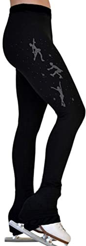 MXRFACTory Frauen Zahl Schlittschuh Hose Hohe Elastizität Wasserdicht Über Booten Startseite Skaten Gamaschen Sanft Bequem mit Strasssteine Professionelles Wettkampftraining Hose,003,S