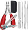 TOKINGO Nail Clippers Kits, Heavy Duty Professional Toenail Clipper for Ingrown Thick Nails, Birthday Gifts for Men Women, Pedicure Tool,Nail Cutter, Manicure Set (6PCS) Red