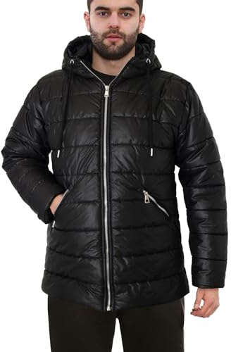 A2Z Ladies Hooded Silver Zipped Puffer Jacket Black Padded Long Sleeves Jacket Fashion Coat Gift For Adults S-XXL