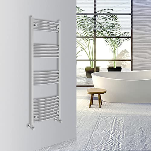 Warmehaus Curved Bathroom Heated Towel Rail Warmer Radiator Central Heating 1400x500mm - Chrome