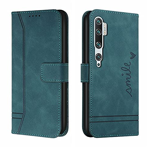 Bravoday Hülle für Xiaomi Mi Note 10 / Xiaomi Mi Note 10Pro / Xiaomi CC9 Pro, PU Ledertasche Handyhülle Flip Schutzhülle Kompatibel mit Xiaomi Mi Note 10, mit Kartenfäch & Kickstand, Grün