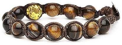 Samsara Kinder Tibetisches Buddhistisches Armband für Jungen/Mädchen - Shamballa mit Echten Natursteinen, Handgefertigt (TIGERAUGE)