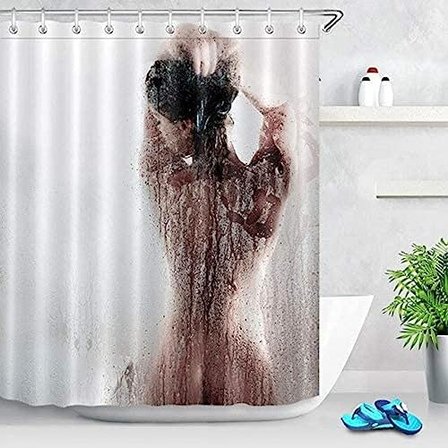 ALMONO Duschvorhang 120x200 Nackt Duschvorhang Sexy Badezimmer Vorhang Antischimmel Wasserdicht 3D Effekt Duschvorhänge Textil Polyester Stoff für Badewannen mit Haken
