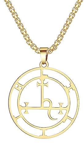 EUEAVAN Siegel der Lilith Halskette für Frauen Männer Hecate Gothic Lilith Göttin Siegel Anhänger Halskette Luzifers Zeichen Mythologie Pagan Schmuck Geschenk (Lilith Box Kette gold)